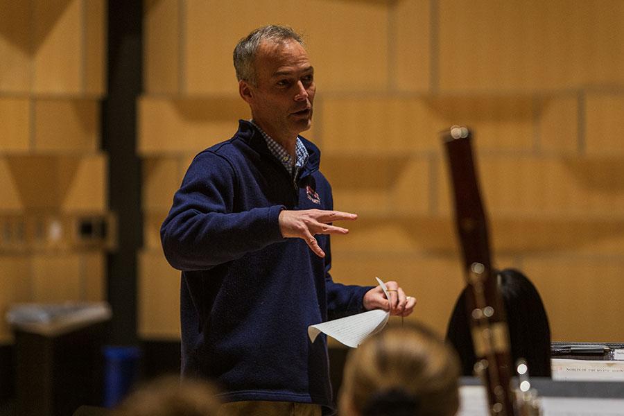 Jim Stephenson works with the Interlochen Arts Academy Wind Symphony