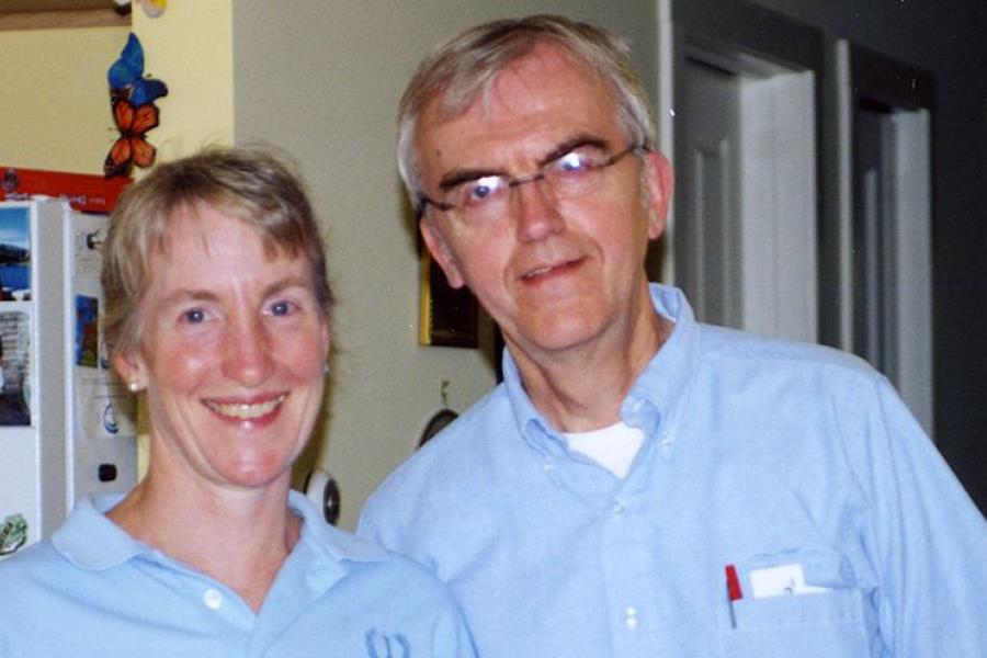 Barb Sandys (left) and Byron Hanson (right) in 2002.